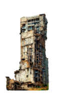 Ghostly Remains of a Skyscraper Against a Transparent Void .An Eerie Silhouette of a Decayed High-Rise in a Desolate Realm png
