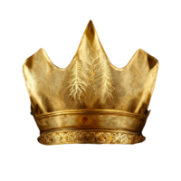 Gleaming Gold Crown with Elegant Detailing on Clear Background Gorgeous, Lustrous Crown with Ornate Ornamentation Isolated on Transparency png
