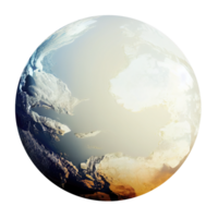 Stunning Realistic Earth Planet Against a Clear Backdrop. Detailed, lifelike representation of our globe with visible continents and oceans. png