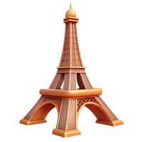 Miniature Eiffel Tower 3d icon isolated on the transparent background png
