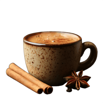 ein Tasse von Kaffee mit Zimt Stöcke und ein Star Anis auf oben png