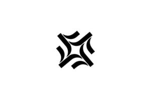 Modern black geometric shape logo. Conveys movement and connection. Perfect for tech, innovation, and futuristic brands. Clean and modern aesthetic. vector
