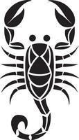 A black and white scorpion image, created for multipurpose use. The sleek, minimalistic design makes it adaptable for a wide range of applications, including logos, icons, and t-shirt designs vector