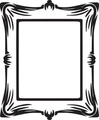 An old black and white frame, intended for multipurpose use. The frame a classic, vintage feel, making it versatile for various applications such as photo borders,