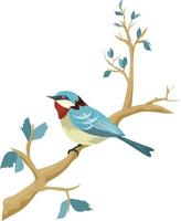 illustration of a bird on a tree branch vector