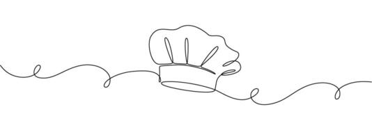 Drawing of a single continuous line of a chef's hat . Symbol of cafe , cooking in a simple one line style. editable illustration vector