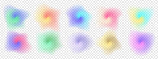 Set of gradients with abstract shapes blur. Collection of futuristic glowing, neon, color, watercolor with aura shapes for website design. vector
