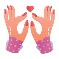 Hands making heart gesture, flat icon vector