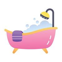 An icon of bathtub in flat style vector