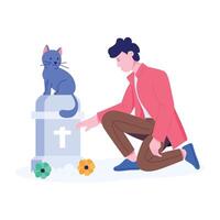 Man visiting grave flat style illustration vector