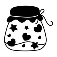 A glyph style icon of candy jar vector