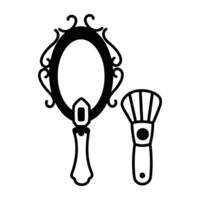 An icon of hand mirror in glyph style vector