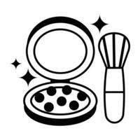 Blush on kit with brush, glyph icon vector