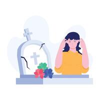 Character based flat illustration of mourning loss vector