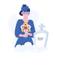 A flat character illustration of remembrance ceremony vector