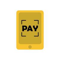 Pay icon. Flat illustration of pay icon for web isolated on white background. Digital payment element design using QR code payment. Fast payment without refund vector