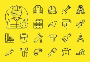 Editable stroke icon set with a labor theme, perfect for industrial projects and workforce-related designs. These customizable icons feature tools, machinery, safety gear, and more. vector