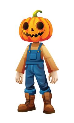 Pumpkin head character, Halloween concept. Cartoon illustration