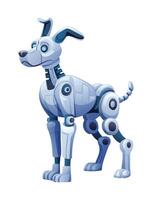 Robotic dog character, featuring mechanical design. Cartoon illustration isolated on white background vector