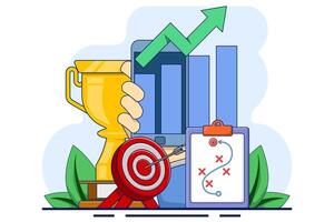 Business performance data analysis concept, search engine optimization, market research chart, Data Analysis, Financial Report, Business Strategy, Financial Forecast. flat illustration. vector