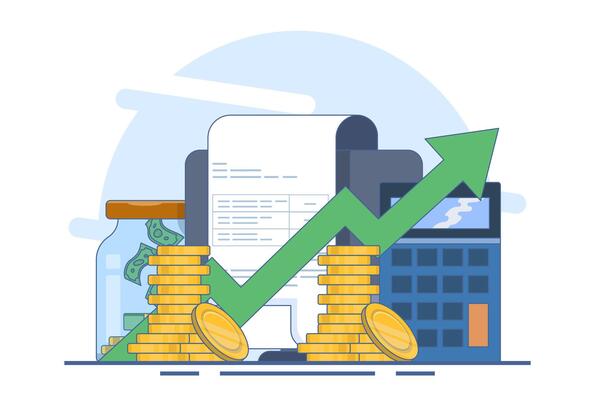 Concept of saving money, Savings account, Piggy bank, Money brain with falling gold coins. business concept of bank account and cash. Flat line illustration isolated on background,