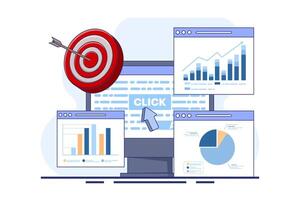 Pay per click concept for websites. Advertising on the internet, clicking on ads, pay per click system. Advertising. Illustrations for websites, pages, applications and banners. illustration. vector