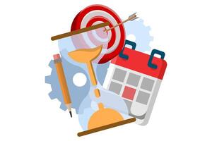 time management concept schedule, target, deadline, planner, business planning and organizing, project management, productivity, time planning, flat illustration on background. vector
