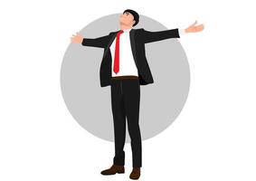 A businessman with a good figure and a slender figure, both hands spread out. vector