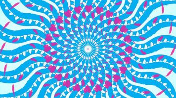 A vibrant abstract illustration featuring swirling blue ribbons with pink and white accents, forming a hypnotic spiral pattern. The design creates a dynamic sense of motion and depth. vector