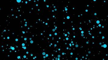 Loop blue bokeh particles flow up on black abstract background video