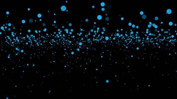 Loop blue bokeh particles flow up on black abstract background video