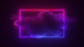 Neon Glowing Colorful Frame with Cloud Background Loop video