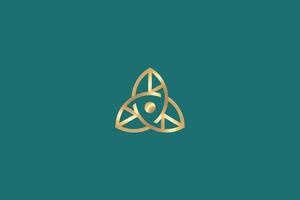Abstract Leaf Logo Gold Branding Triangular Looping Shape Concept vector
