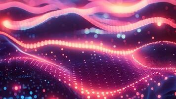 Colorful neon waves technology background abstract digital information data flow cyberpunk VR AR augmented virtual reality internet connection motion hologram surface vivid vibrant glow video