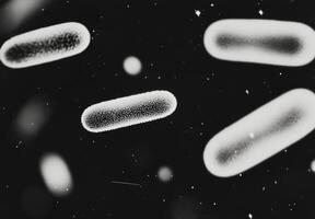 Microscopic view of active microorganisms in a dark environment photo