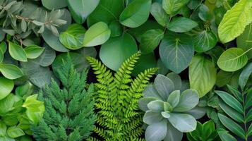 A collection of vibrant green leaves arranged for natural aesthetics photo