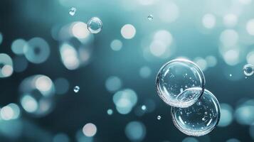 Bubbles suspended in air with a shimmering background during sunset photo