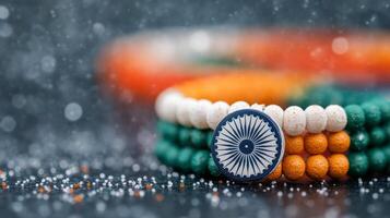 Weathered Indian flag painted on a concrete wall in a vibrant urban area during daytime photo