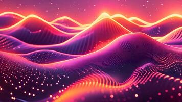 Colorful neon waves technology background abstract digital information data flow cyberpunk VR AR augmented virtual reality internet connection motion hologram surface vivid vibrant glow video