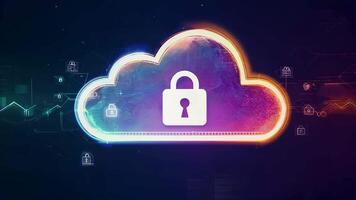 Cloud computing network safe encrypted storage personal data protection verified technology encryption security protocol wireless file transfer drive service cyberspace global database video