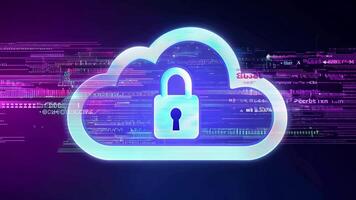 Lock cloud computing network safe encrypted storage personal data protection verified technology encryption security protocol wireless file transfer drive service cyberspace global video