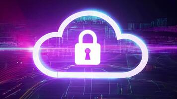 Lock cloud computing network safe encrypted storage personal data protection verified technology encryption security protocol wireless file transfer drive service cyberspace global video