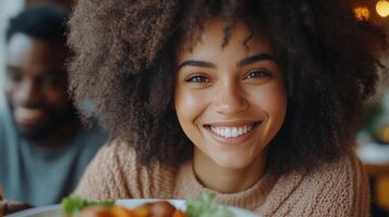 Friends enjoying brunch together at a cozy cafe with fresh food and drinks photo