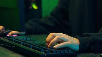 Programmer man keyboard computer typing hacker internet networking online professional software cyber tech security pc web coding browsing gaming player developer server monitor connect electronic guy video