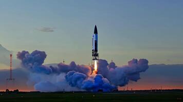 Rocket launch spaceship mission spacecraft take off engine fuel satellite orbit carrying astronauts moon exploration mars cargo safe ignition aerospace engineering progress advancement video