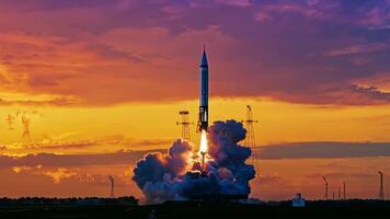 Rocket launch spaceship mission spacecraft take off engine fuel satellite orbit carrying astronauts moon exploration mars cargo safe ignition aerospace engineering progress advancement video