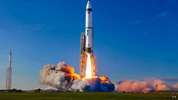 Rocket launch spaceship mission spacecraft take off engine fuel satellite orbit carrying astronauts moon exploration mars cargo safe ignition aerospace engineering progress advancement video