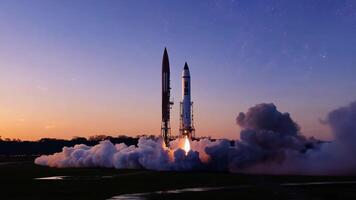 Rocket launch spaceship mission spacecraft take off engine fuel satellite orbit carrying astronauts moon exploration mars cargo safe ignition aerospace engineering progress advancement video
