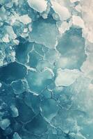 Ice formations creating patterns on a frozen lake during winter photo