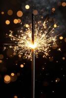 Sparkler illuminating darkness with bright flames and glowing sparks during a celebration photo